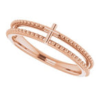 Milgrain Stackable Cross Ring