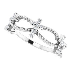 Accented Stackable Cross Ring