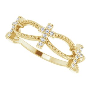 Accented Stackable Cross Ring
