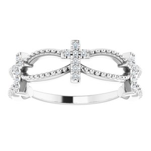 Accented Stackable Cross Ring