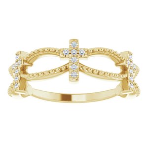 Accented Stackable Cross Ring