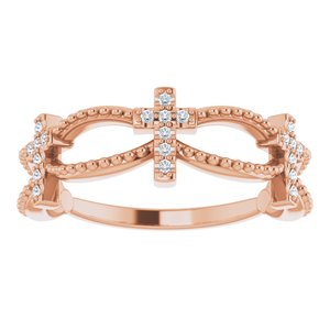 Accented Stackable Cross Ring