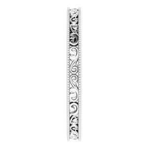 Milgrain Edge Sculptural Flat Band with Bead Blast Finish