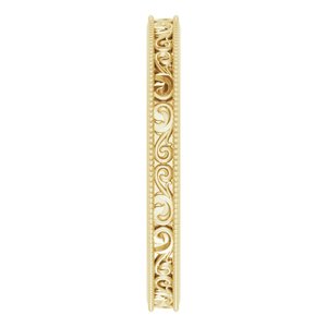 Milgrain Edge Sculptural Flat Band with Bead Blast Finish