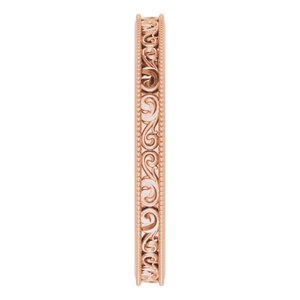 Milgrain Edge Sculptural Flat Band with Bead Blast Finish