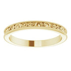 Milgrain Edge Sculptural Flat Band with Bead Blast Finish