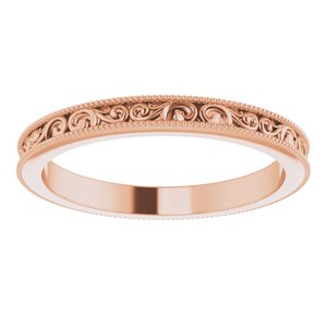 Milgrain Edge Sculptural Flat Band with Bead Blast Finish