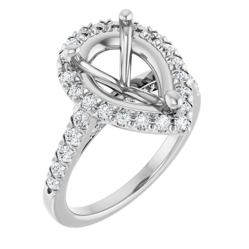 French-Set Halo-Style Engagement Ring