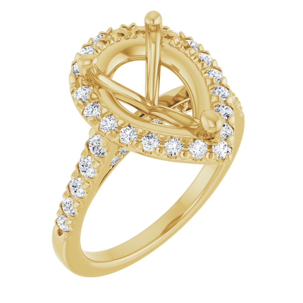 French-Set Halo-Style Engagement Ring