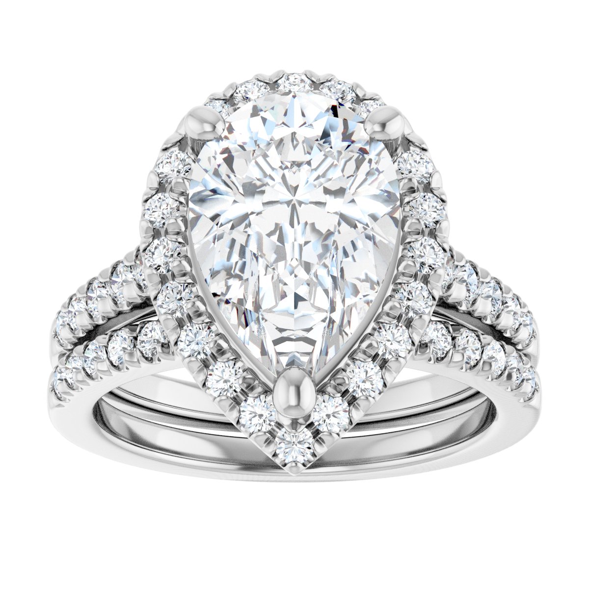 French-Set Halo-Style Engagement Ring