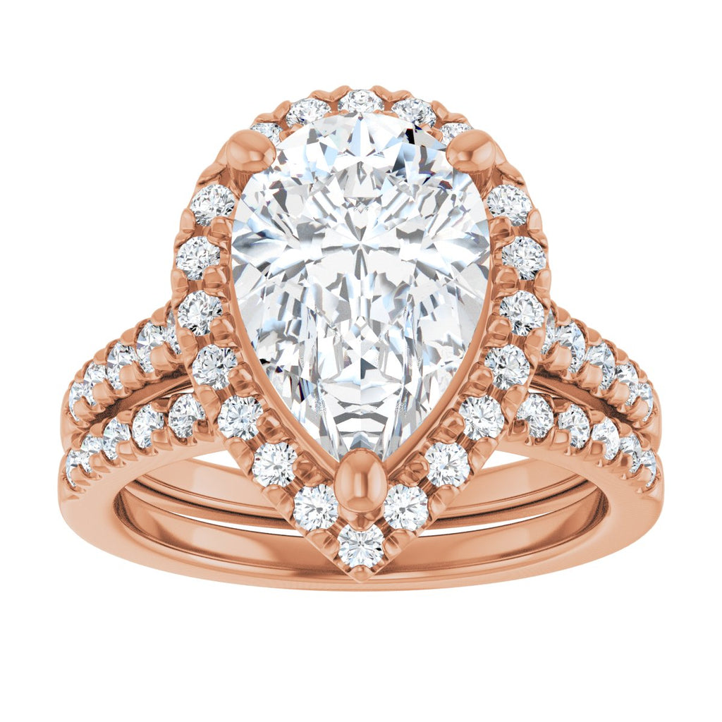 French-Set Halo-Style Engagement Ring
