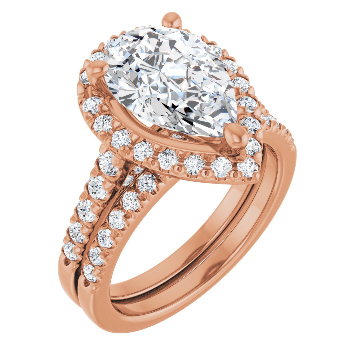 French-Set Halo-Style Engagement Ring