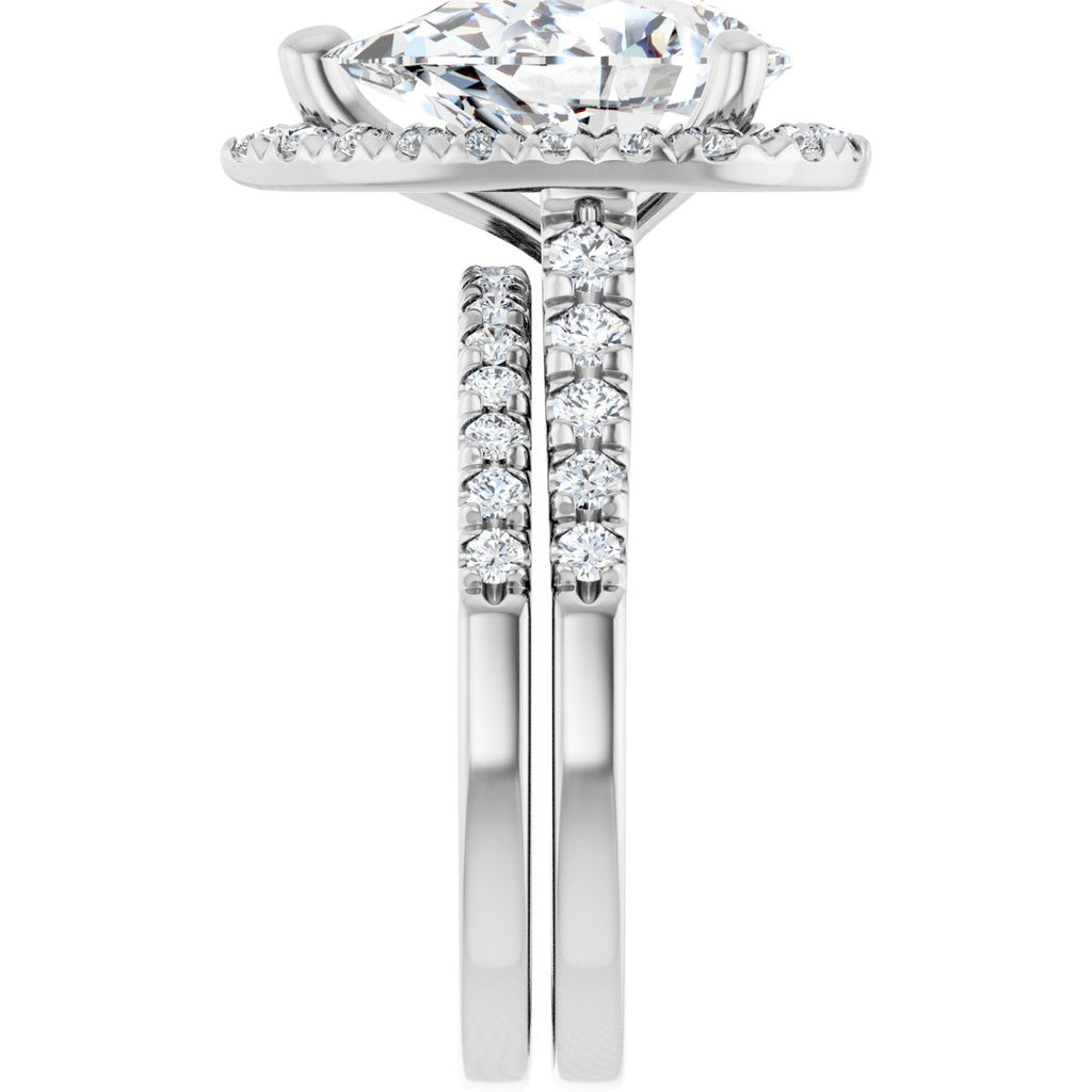 French-Set Halo-Style Engagement Ring