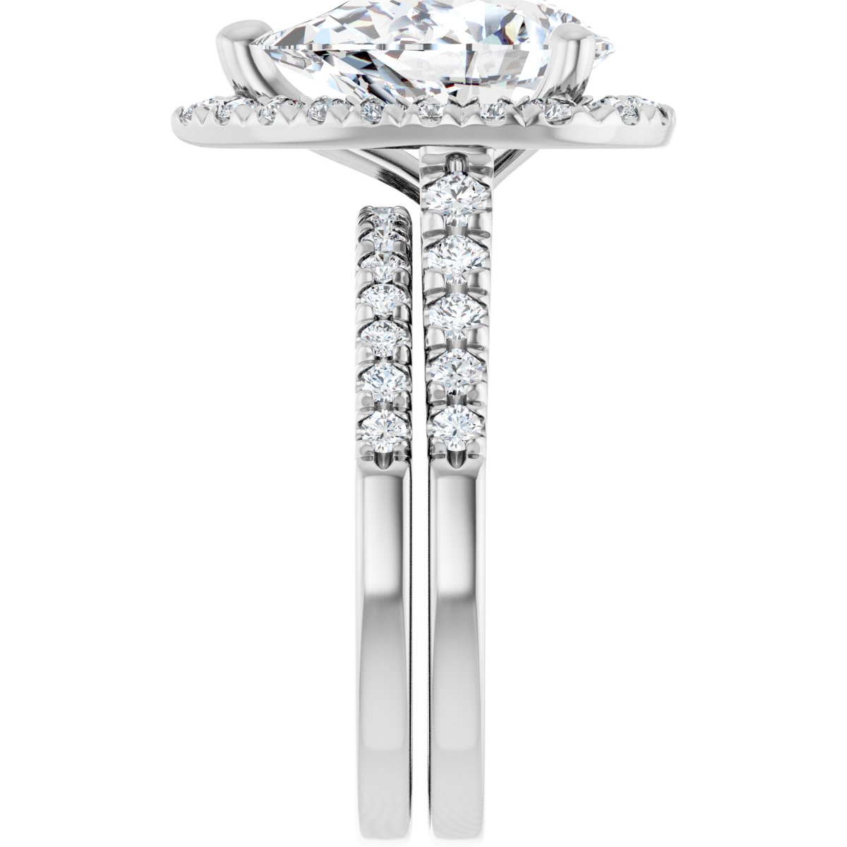 French-Set Halo-Style Engagement Ring