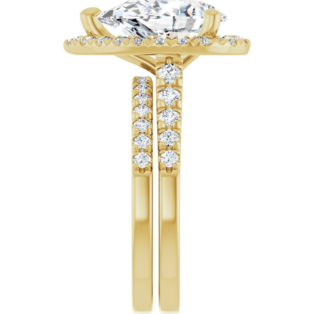 French-Set Halo-Style Engagement Ring