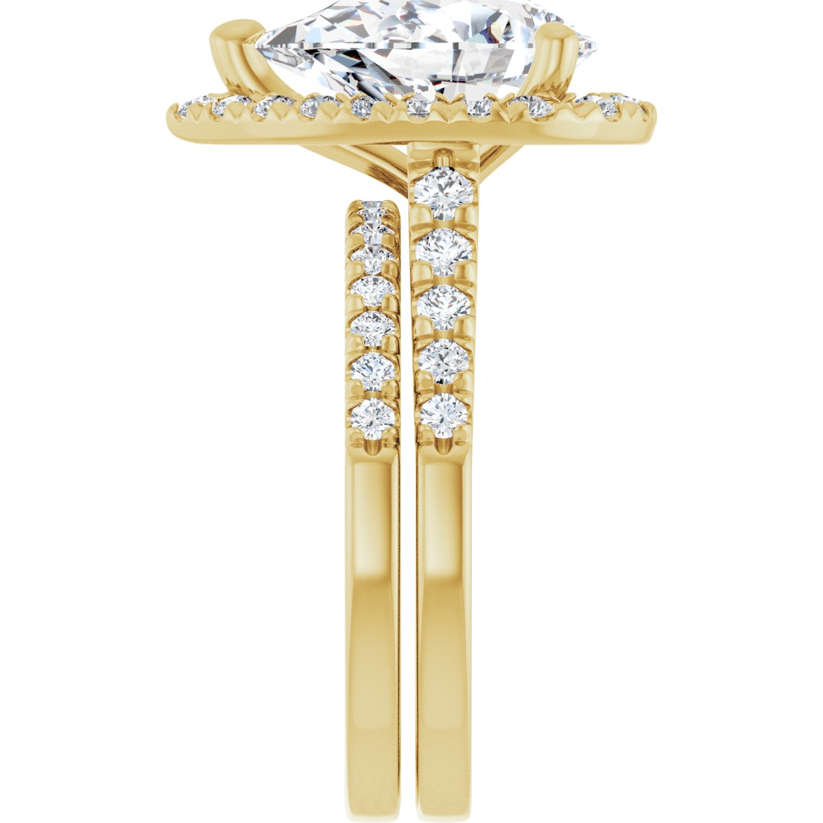 French-Set Halo-Style Engagement Ring