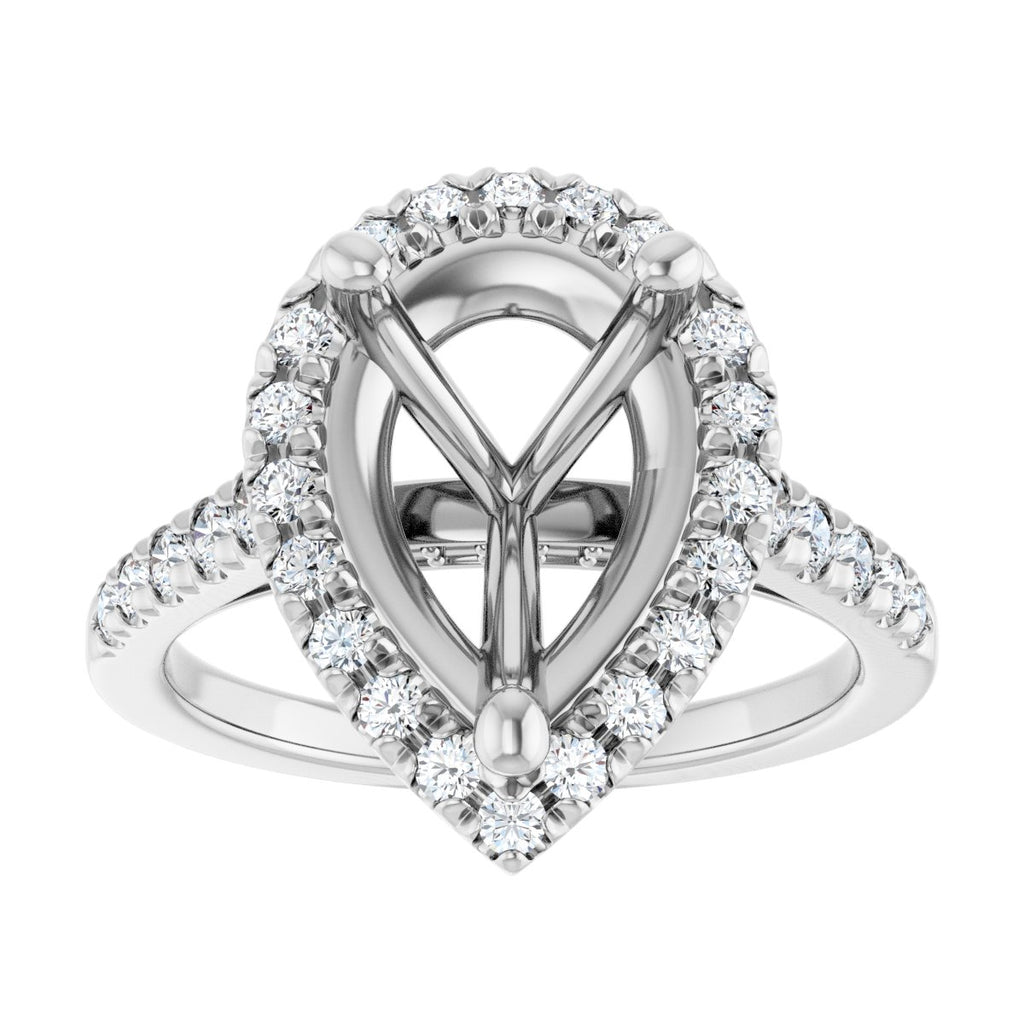 French-Set Halo-Style Engagement Ring