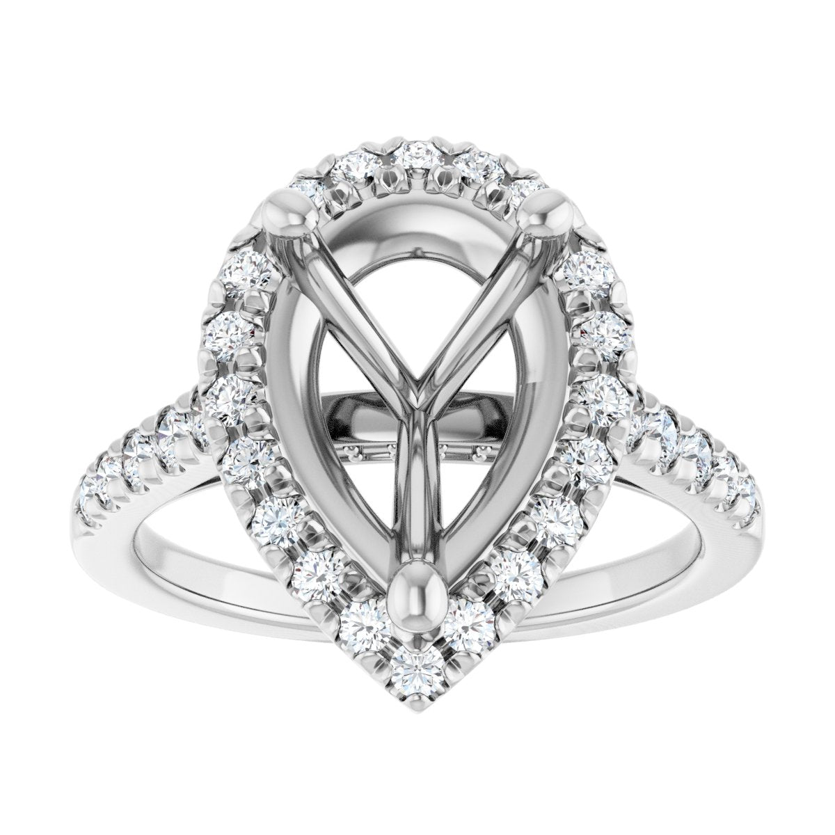 French-Set Halo-Style Engagement Ring