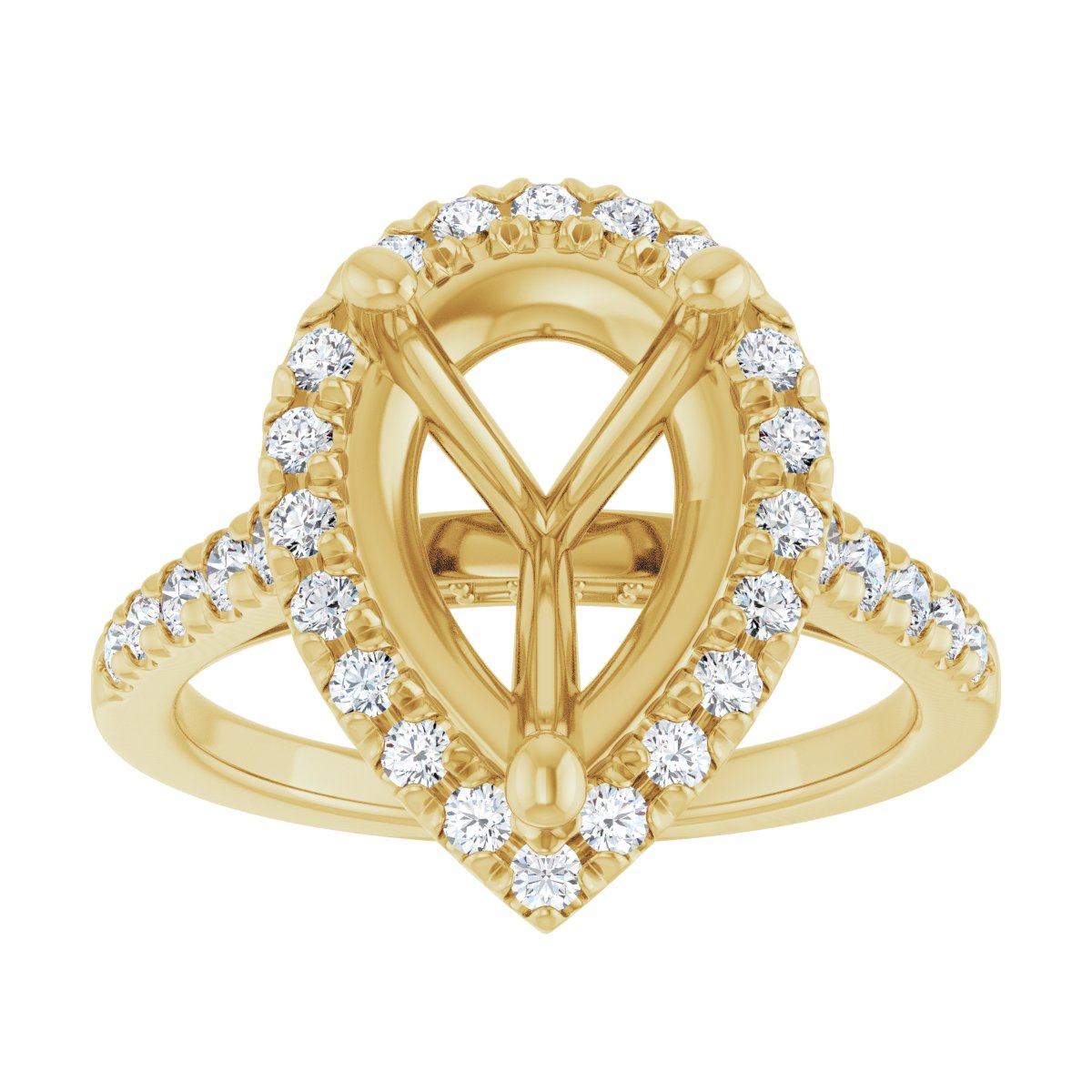 French-Set Halo-Style Engagement Ring