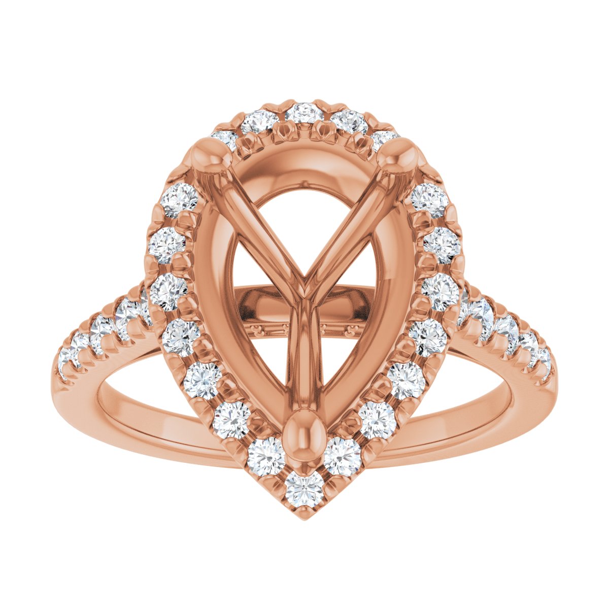 French-Set Halo-Style Engagement Ring