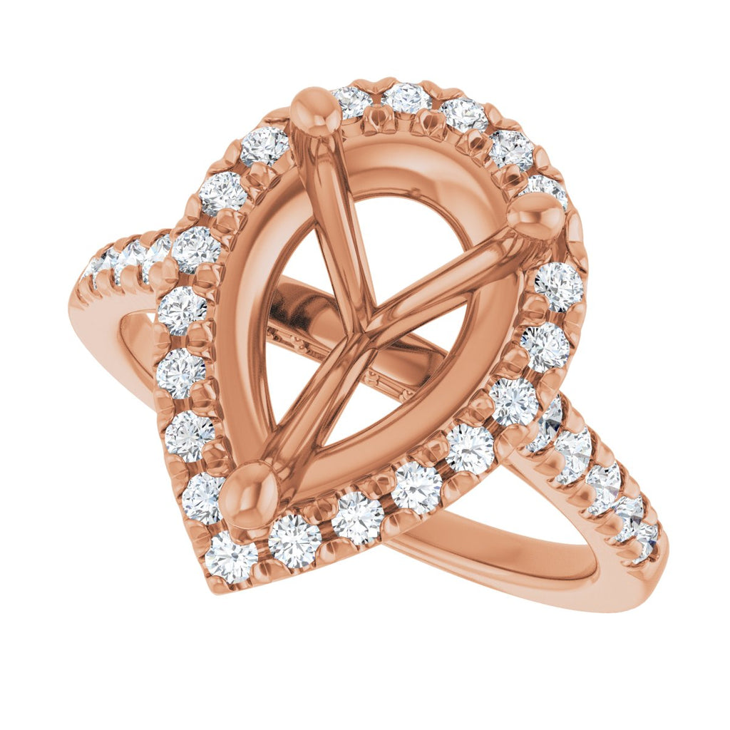 French-Set Halo-Style Engagement Ring