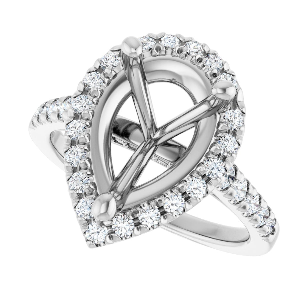French-Set Halo-Style Engagement Ring