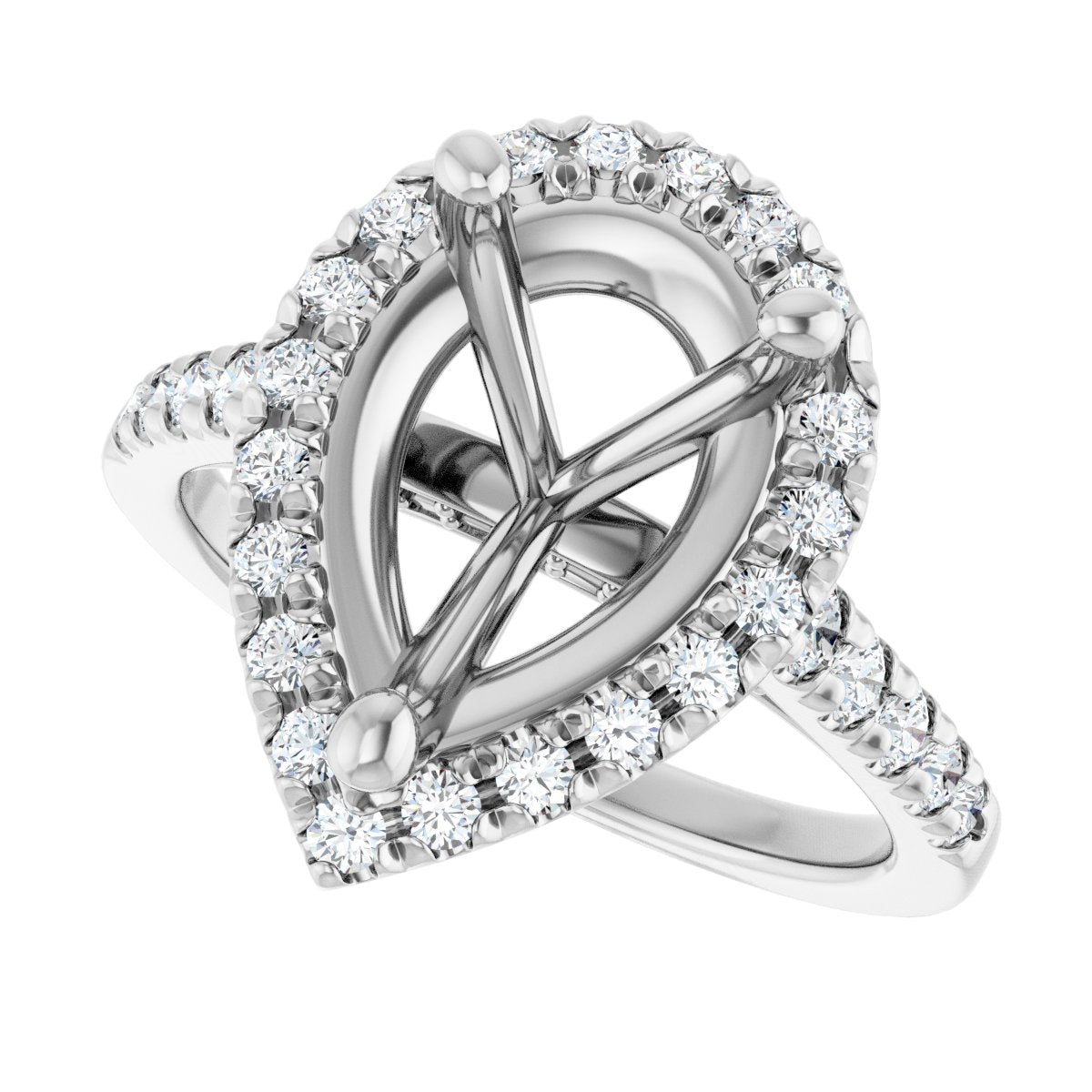 French-Set Halo-Style Engagement Ring