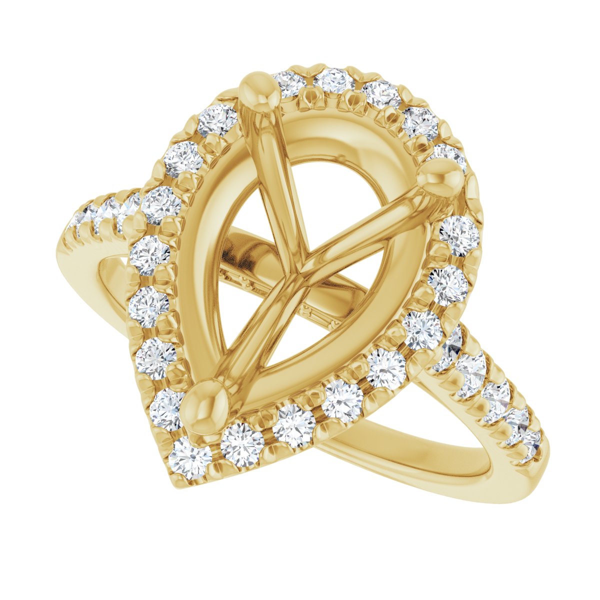 French-Set Halo-Style Engagement Ring