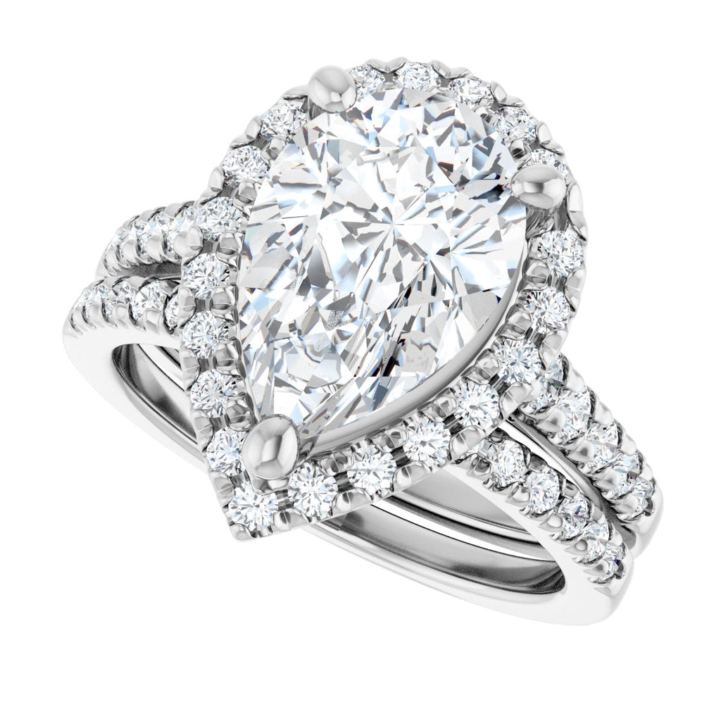 French-Set Halo-Style Engagement Ring