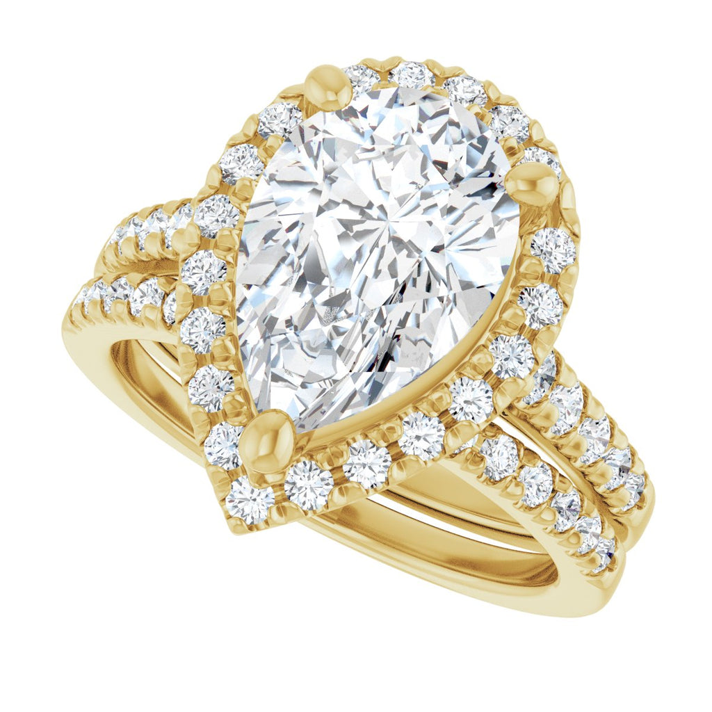 French-Set Halo-Style Engagement Ring