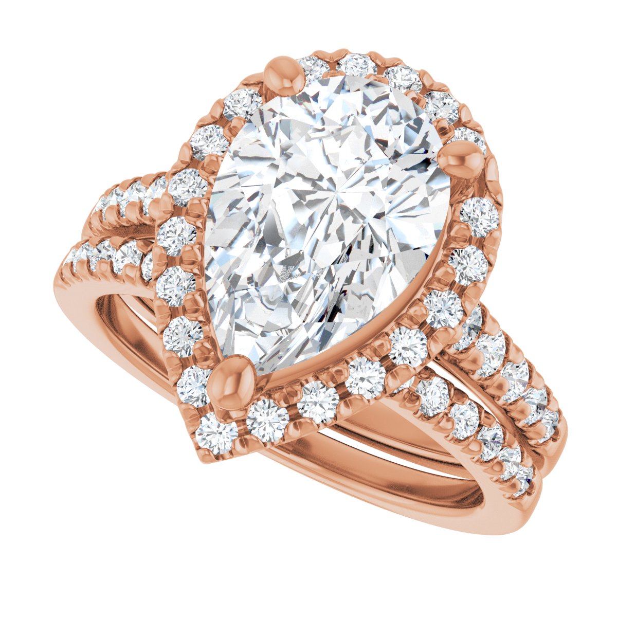 French-Set Halo-Style Engagement Ring