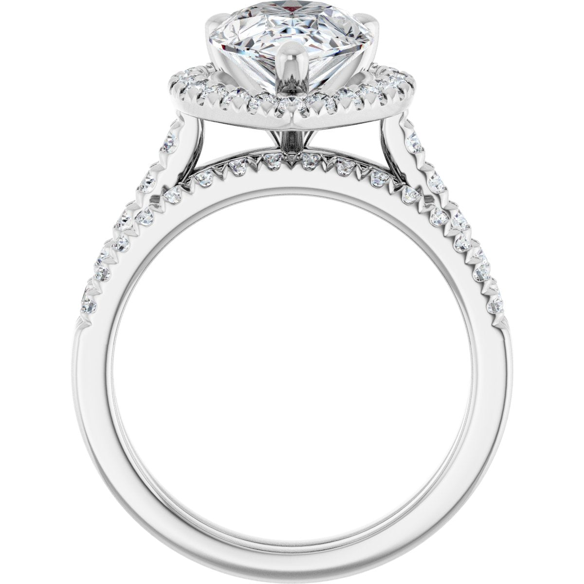 French-Set Halo-Style Engagement Ring