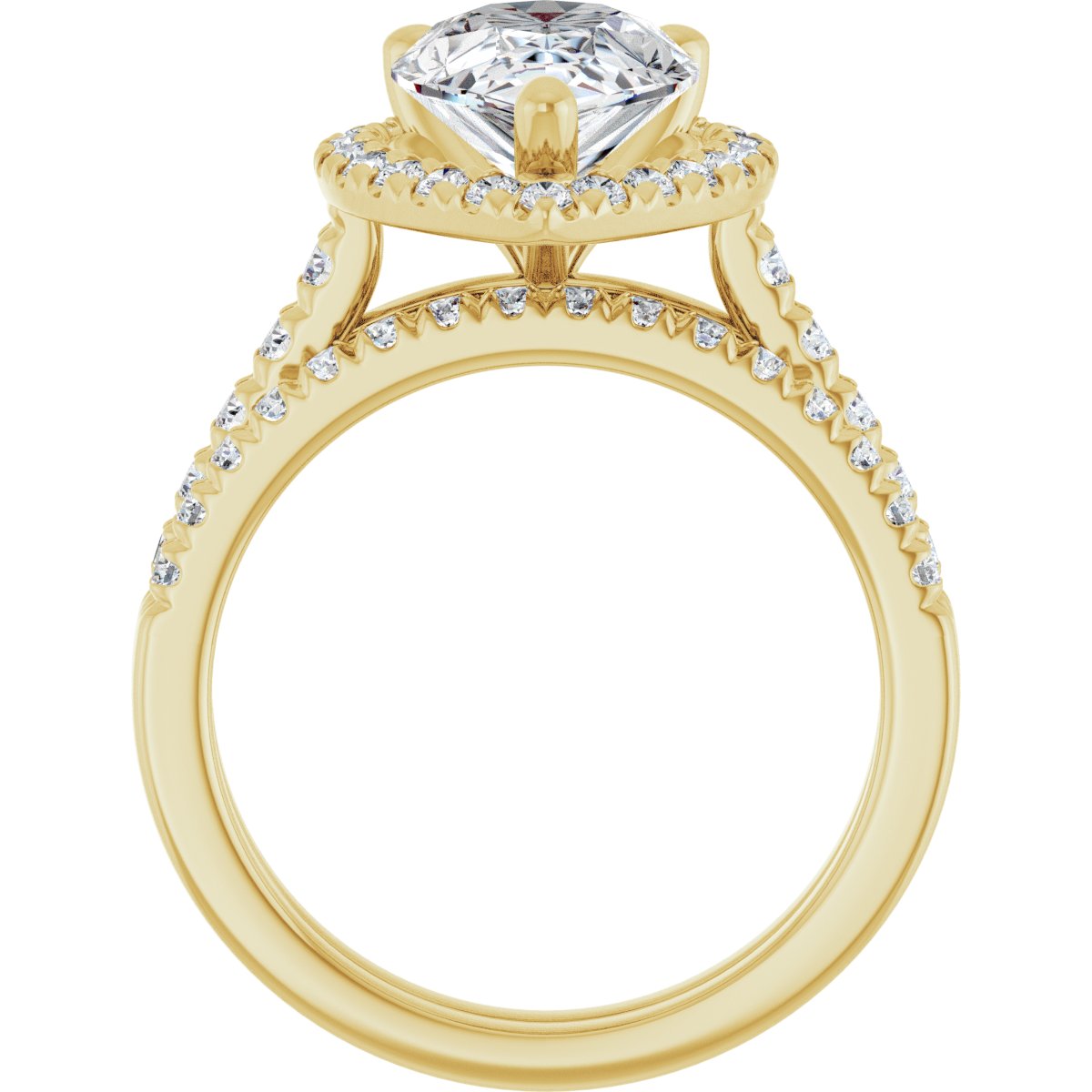 French-Set Halo-Style Engagement Ring