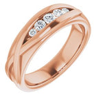 Rounded Edge Criss-Cross Five-Stone Flat Band