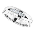 Rounded Edge Criss-Cross Five-Stone Flat Band