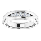Rounded Edge Criss-Cross Five-Stone Flat Band