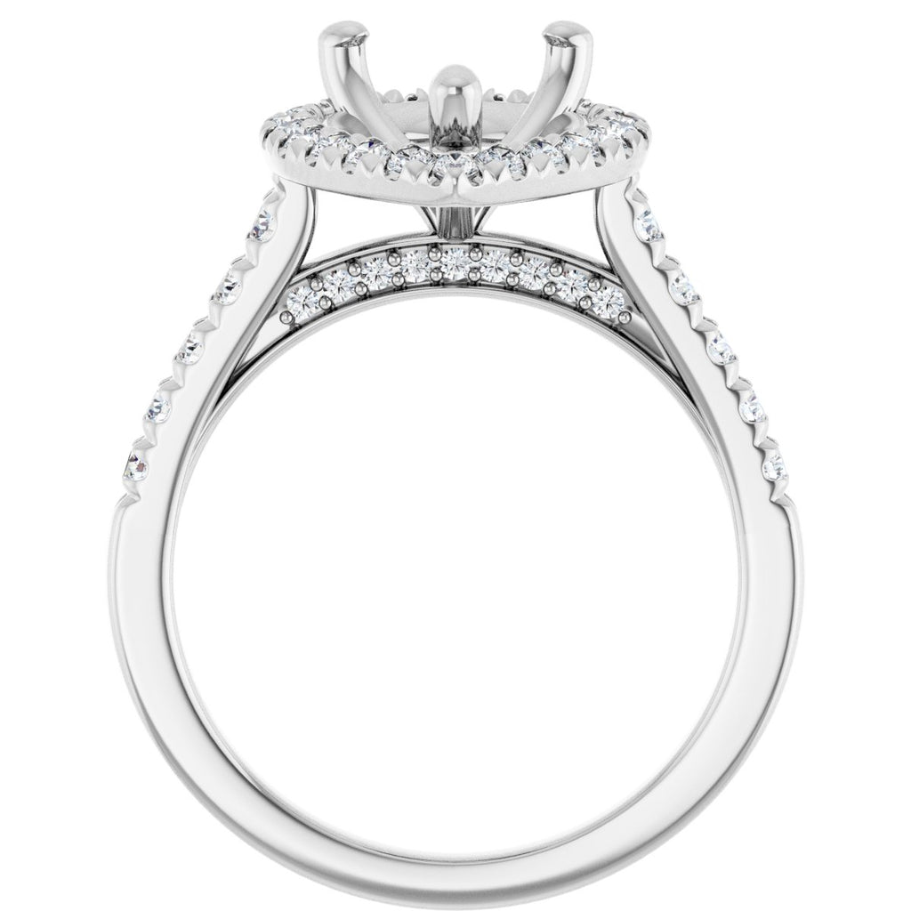 French-Set Halo-Style Engagement Ring