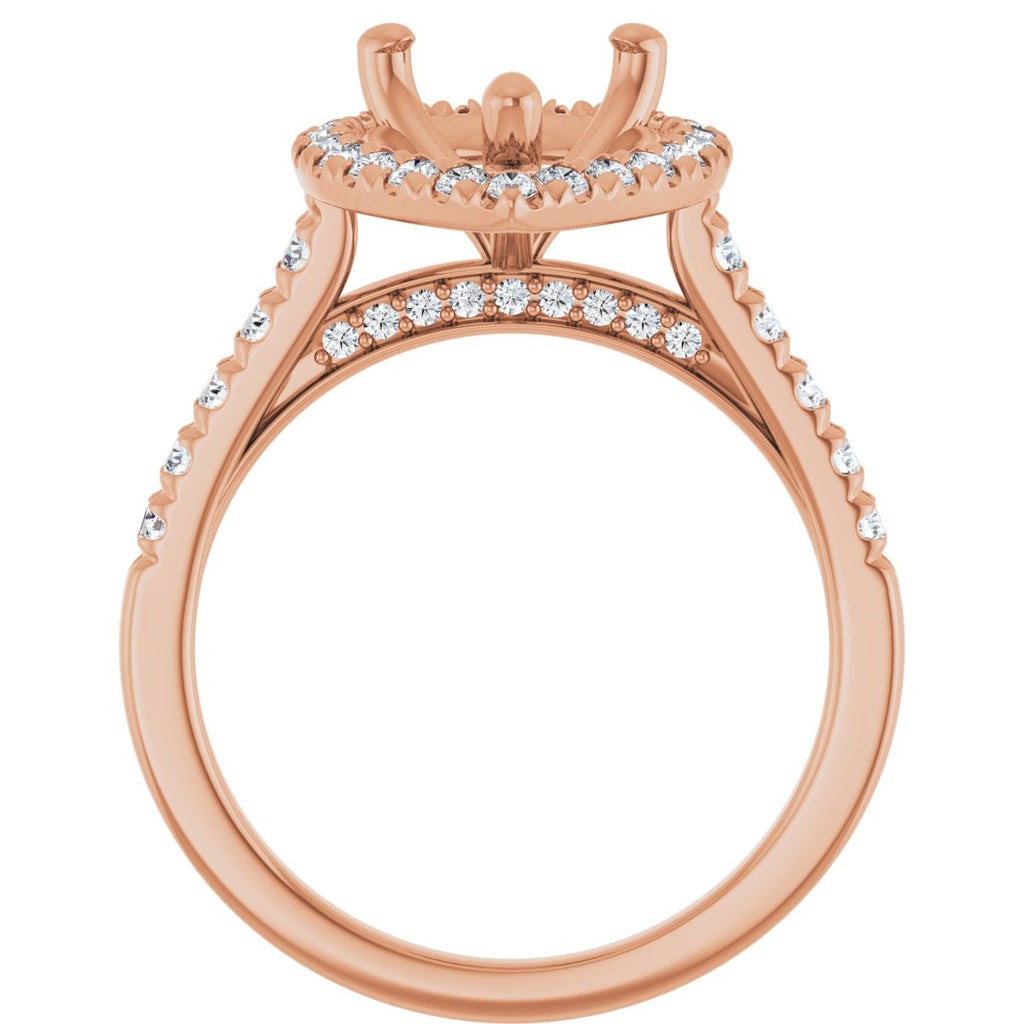 French-Set Halo-Style Engagement Ring