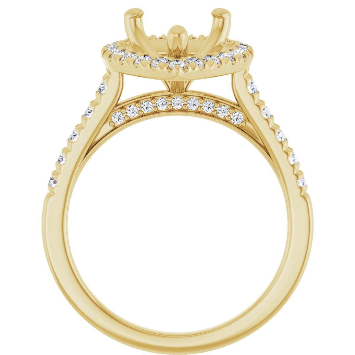 French-Set Halo-Style Engagement Ring