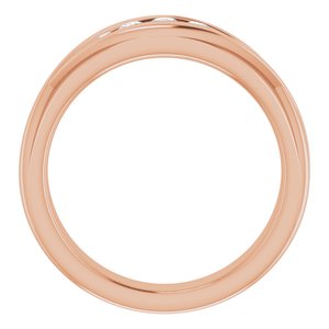 Rounded Edge Criss-Cross Five-Stone Flat Band