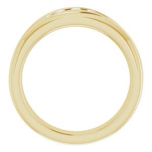 Rounded Edge Criss-Cross Five-Stone Flat Band