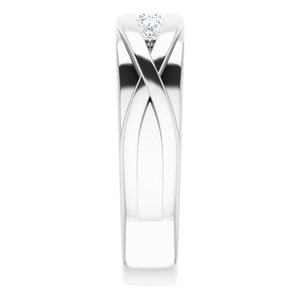 Rounded Edge Criss-Cross Five-Stone Flat Band