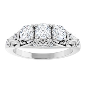 Three-Stone Vintage-Inspired Anniversary Band