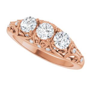 Three-Stone Vintage-Inspired Anniversary Band