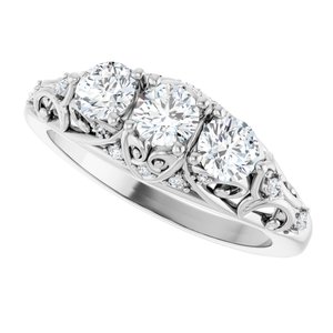 Three-Stone Vintage-Inspired Anniversary Band