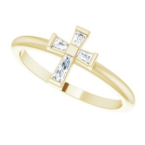 Accented Stackable Cross Ring