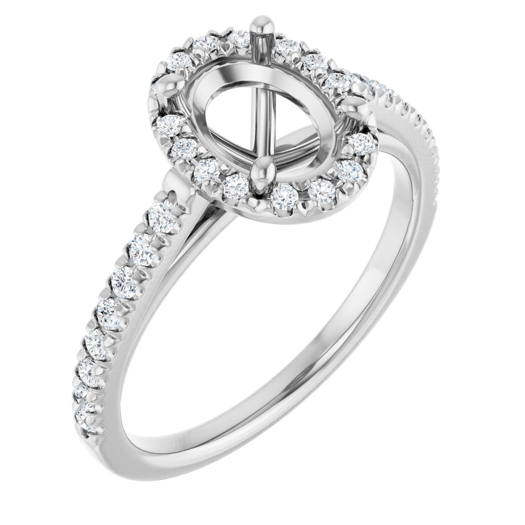 French-Set Halo-Style Engagement Ring