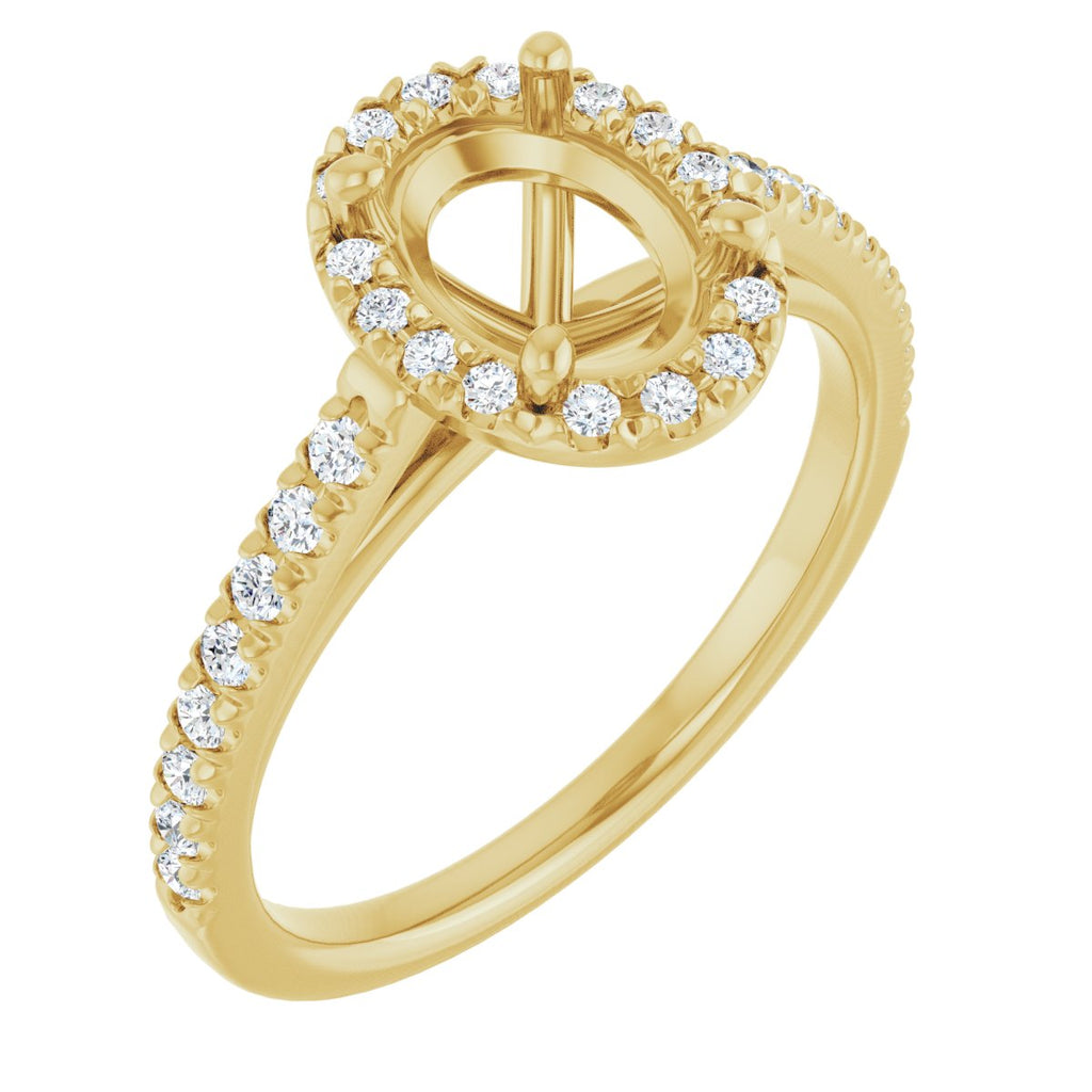 French-Set Halo-Style Engagement Ring