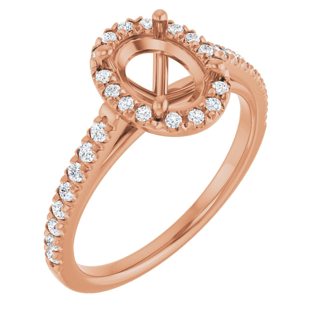 French-Set Halo-Style Engagement Ring