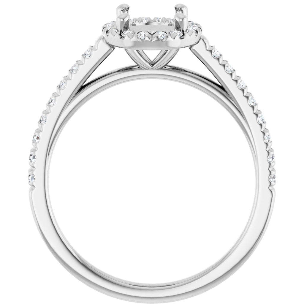 French-Set Halo-Style Engagement Ring